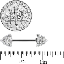 Load image into Gallery viewer, 14G 9/16 Clear Gem Weightlifting Barbell Nipple Ring Set
