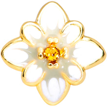 Load image into Gallery viewer, 16G 1/4 Yellow Gem Gold Tone White Flower Cartilage Tragus
