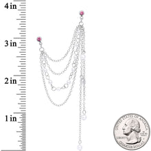 将图片加载到图库查看器，16G 1/4 Pink Gem Multiple Dangle Cartilage Chain Earring
