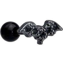 将图片加载到图库查看器，16G 1/4 Black Gem Black Bat Halloween Cartilage Tragus Earring
