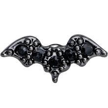 将图片加载到图库查看器，16G 1/4 Black Gem Black Bat Halloween Cartilage Tragus Earring
