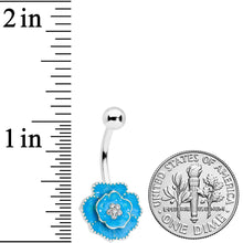 将图片加载到图库查看器，Clear Gem Aqua Rose Reversible Belly Ring

