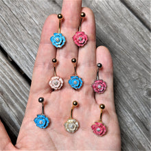 将图片加载到图库查看器，Clear Gem White Rose Reversible Belly Ring
