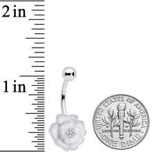 将图片加载到图库查看器，Clear Gem White Rose Reversible Belly Ring
