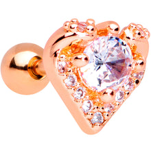 将图片加载到图库查看器，16G 1/4 Clear CZ Gem Rose Gold Tone Valentine Cartilage Tragus
