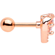将图片加载到图库查看器，16G 1/4 Clear CZ Gem Rose Gold Tone Valentine Cartilage Tragus
