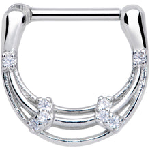 Load image into Gallery viewer, 16G 3/8 Clear Gem Bands Open Loops Septum Clicker
