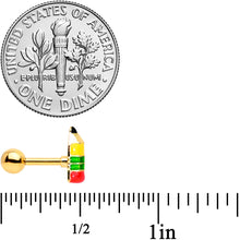 Load image into Gallery viewer, 16G 1/4 Gold Tone Get to Work Pencil Cartilage Tragus Earring
