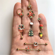 将图片加载到图库查看器，Get to Work Yellow Pencil Double Mount Belly Ring

