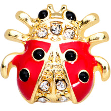 Load image into Gallery viewer, 16G 1/4 Clear Black Gem Gold Tone Ladybug Cartilage Tragus Earring
