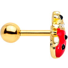 Load image into Gallery viewer, 16G 1/4 Clear Black Gem Gold Tone Ladybug Cartilage Tragus Earring
