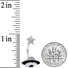 将图片加载到图库查看器，Clear Gem Alien Spacecraft UFO Double Mount Belly Ring
