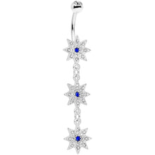 将图片加载到图库查看器，Clear Blue Gem Triple Star Dangle Belly Ring
