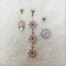 将图片加载到图库查看器，Clear Gem White Rose Reversible Belly Ring
