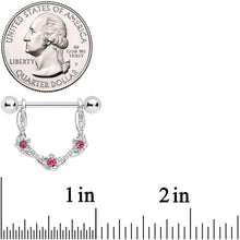 Load image into Gallery viewer, 14G 3/4 Pink Gem Knotted Flower Dangle Nipple Ring Set
