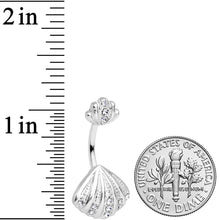 将图片加载到图库查看器，Clear Gem Nautical Scallop Shell Double Mount Belly Ring
