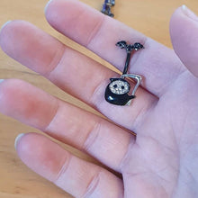 将图片加载到图库查看器，Clear Gem Black Bat Grim Reaper Halloween Double Mount Belly Ring
