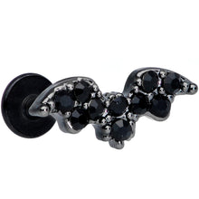 Load image into Gallery viewer, 16G 5/16 Black Gem Black Bat Halloween Labret Monroe Tragus
