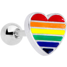 Load image into Gallery viewer, 16G 1/4 Rainbow Pride Heart Cartilage Tragus Earring
