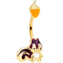 Load image into Gallery viewer, Gold Tone Squirrel Acorn Double Mount Belly Ring
