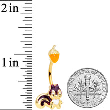 Load image into Gallery viewer, Gold Tone Squirrel Acorn Double Mount Belly Ring

