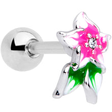 Load image into Gallery viewer, 16G 1/4 Clear Gem Tropical Flower Cartilage Tragus Earring
