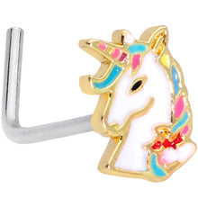 将图片加载到图库查看器，20G 1/4 Rainbow Unicorn L Shaped Nose Ring
