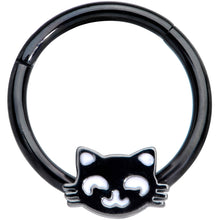 将图片加载到图库查看器，16G 3/8 Black Cat Halloween Hinged Septum Clicker
