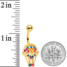 Load image into Gallery viewer, Clear Gem Gold Tone Yellow Red Hot Air Balloon Belly Ring
