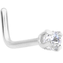将图片加载到图库查看器，20G 1/4 Clear 2mm CZ Gem L Shaped Nose Ring

