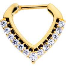 将图片加载到图库查看器，16G 5/16 Clear CZ Gem Gold Tone Chevron Septum Clicker
