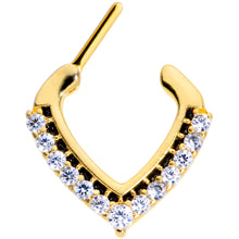 将图片加载到图库查看器，16G 5/16 Clear CZ Gem Gold Tone Chevron Septum Clicker
