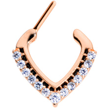 Load image into Gallery viewer, 16G 5/16 Clear CZ Gem Rose Gold Tone Chevron Septum Clicker
