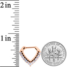 Load image into Gallery viewer, 16G 5/16 Clear CZ Gem Rose Gold Tone Chevron Septum Clicker
