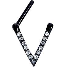 将图片加载到图库查看器，16G 5/16 Clear CZ Gem Black Sleek Triangle Septum Clicker

