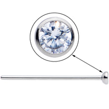 Load image into Gallery viewer, 20G 3/4 Clear CZ Gem Grade 23 Titanium Fishtail Nose Ring 2.5mm
