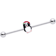 Load image into Gallery viewer, 14G Santa Hat Penguin Christmas Industrial Barbell 38mm
