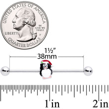 Load image into Gallery viewer, 14G Santa Hat Penguin Christmas Industrial Barbell 38mm
