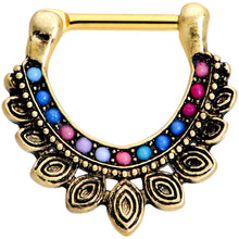 Load image into Gallery viewer, 16G 5/16 Gold Tone Rainbow Crest Septum Clicker
