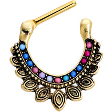Load image into Gallery viewer, 16G 5/16 Gold Tone Rainbow Crest Septum Clicker
