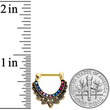 Load image into Gallery viewer, 16G 5/16 Gold Tone Rainbow Crest Septum Clicker
