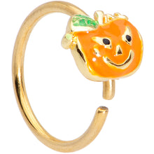 Load image into Gallery viewer, 20G 5/16 Gold Tone Pumpkin Halloween Nose Hoop
