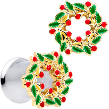 Load image into Gallery viewer, Happy Holiday Wreath Christmas Double Flare Plug Set 4G to 1 Inch
