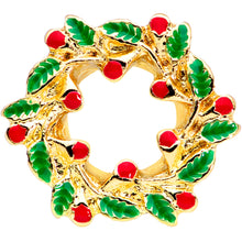 Load image into Gallery viewer, Happy Holiday Wreath Christmas Double Flare Plug Set 4G to 1 Inch
