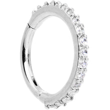 将图片加载到图库查看器，16G 5/16 Clear CZ Gem Stainless Steel Hinged Segment Ring
