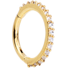 将图片加载到图库查看器，16G 5/16 Clear CZ Gem Gold Tone Hinged Segment Ring
