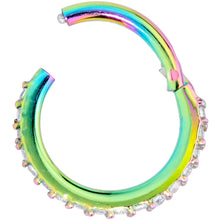 Load image into Gallery viewer, 16G 5/16 Clear CZ Gem Rainbow Hinged Segment Ring
