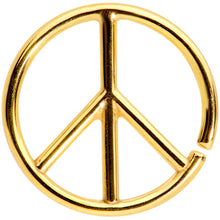 Load image into Gallery viewer, 16G 1/4 Gold Tone Retro Peace Sign Closure Ring
