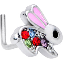 Load image into Gallery viewer, 20G 7mm Red Gem Bunny Rabbit L Shaped Nose Ring
