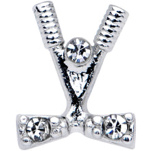 Load image into Gallery viewer, 16G 1/4 Clear CZ Gem Crossed Golf Clubs Cartilage Tragus Earring
